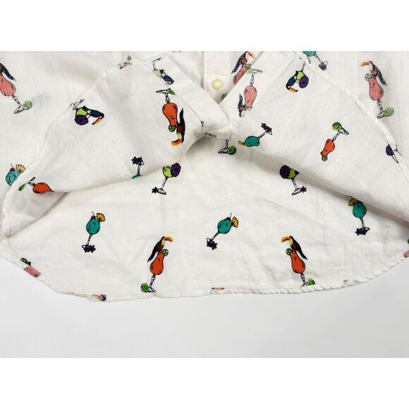 Tommy Bahama Men’s Linen Shirt L | Toucan Cocktail Print Short Sleeve Button-Up - Picture 3 of 7